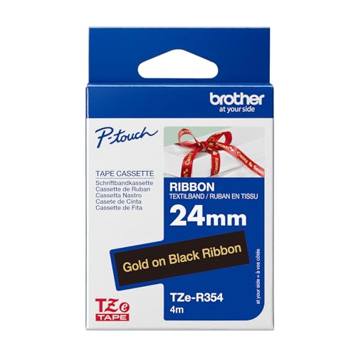 Brother textiles Schriftband TZe-R354 gold auf schwarz - 24 mm breit, 4 m lang (u.a. für Brother P-touch D600VP, E500VP, E550WVP, H500, P700, Cube Plus, P750W, P900W, P950NW)