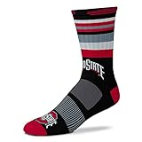 For Bare Feet Mens NCAA Ohio State Buckeyes Black Rave Crew Sock Large