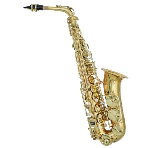 KAYATA Eb Alto Saxophone with F# Key, Canvas Case, Gloves, Reeds, Carekit(Gold Lacquer)