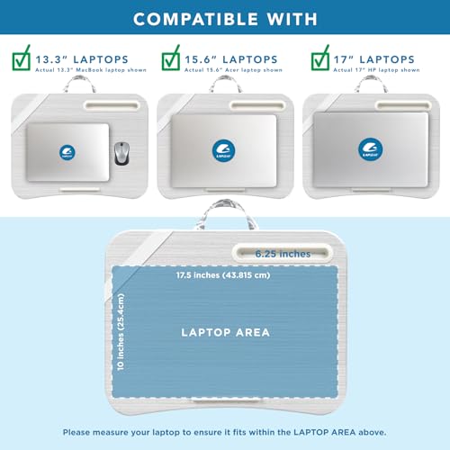 LAPGEAR XL Designer Schoßschreibtisch mit Telefonhalter und Geräteleiste – Grau Damast – passend für Laptops bis zu 43,8 cm (17,3 Zoll) – Stil Nr. 45524