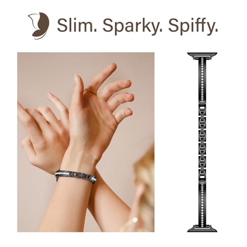 Image of Missair Bands Compatible with Apple Watch Band 38mm 40mm 41mm 42mm 44mm 45mm 46mm 49mm for Women, Slim Metal Dressy Jewelry Bracelet with Bling Diamond for iWatch Series 11 10 9 8 7 6 5 4 3 SE Ultra