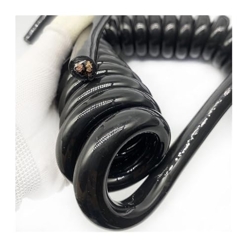 SAJMAKUWLA Telescopic spiral cable, 5 Core 4mm2 Elastic Spiral Tailboard Cable Wear, Wire Automobile Extensible Spring(Stretch 6 meter)