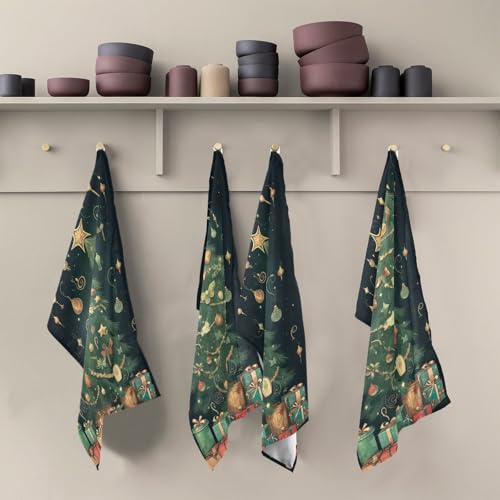 Juego de paños de cocina navideños GAIREG absorbentes de 28x18" con estampado festivo 6