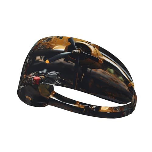 Diadema elástica deportiva que absorbe el sudor, vendimia aeronáutica maquinaria para deportes al aire libre, diadema elástica para fitness, deportes, yoga, ciclismo, diadema