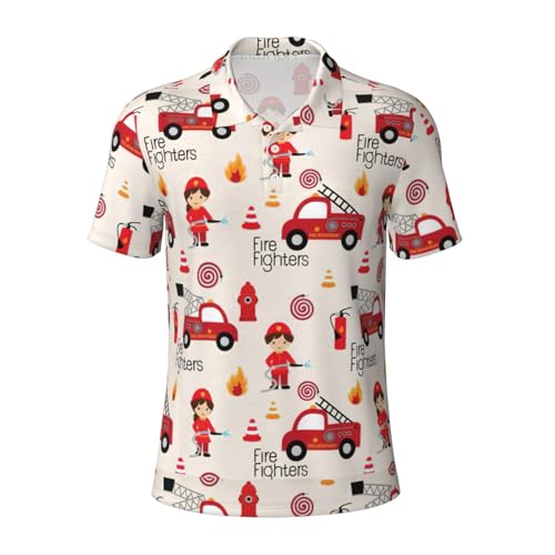 Polo respirant hommes motif pompiers noir idéal pour la randonnée et le sport