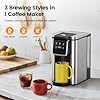 Single Serve Coffee Maker for K-Cup Pod and Grounds, Hot and Iced Coffee Maker with 5 Brew Sizes, 50oz Removable Reservoir, Fast Brewing One Cup Coffee Machine, Stainless Steel, Black