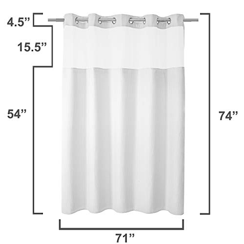 River Dream White Fabric Shower Curtain Set, Cotton Blend, Waffle Weave, With Snap In Replacement Liner，71 X 74 Inches #TOP4