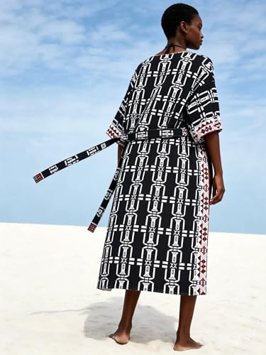 Image of Checked Kimonos for Women Womens Check Print Beach Kimonos Long Sleeve Kimono Duster Soft Light Weight Kimono Cover up Cover up Loose Open Front Beach Cover up Summer Cardigans with Belt (778 Check)