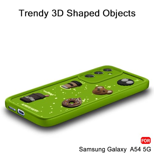 Image of TheGiftKart Back Cover Case for Samsung Galaxy A54 5G | Cute Fun Cartoon 3D Bear Coffee Case | Full Camera Protection | Shockproof Back Cover Case for Samsung Galaxy A54 5G (Silicone, Green)
