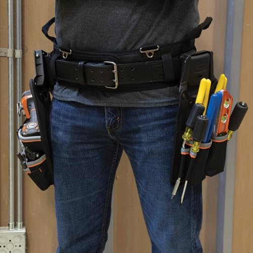 Klein Tools 55918 Tool Belt, Electrician Tool Belt for use with Modular Pouches from Klein Tools Click Lock Modular System, Size M