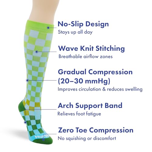 Image of Nurse Yard Compression Socks for Nurses - Women & Men - 20-30mmHg Graduated Compression, For Medical Staff, Athletes - 1 Pair