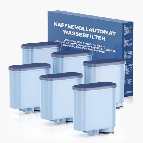 Mutital Pack de 6 filtros de agua para cafetera compatible con Philips AquaClean, filtro para cafetera espresso 3200, apto para cafeteras automáticas, filtro antical específico (CA6903)