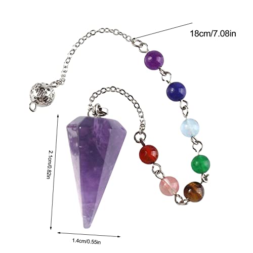 Pêndulo de cristal de ametista natural,Cristal Hexagonal de Cura Reiki - Pingente de ponta de radies