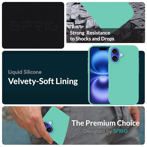 Image of SPRIG Compatible with iPhone 16 Premium SilkMag (Liquid Silicone Magnetic) Back Cover Drop Tested Shock Proof Mobile Case for Men, Women, Boys and Girls with Camera Protection (Turquoise Blue)