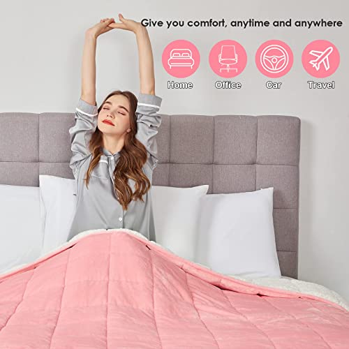 Image of yescool Weighted Blanket for Adults (15 lbs, 48 inch x 72 inch, Hot Pink) Heavy Blanket for Sleeping Perfect for 140-160 lbs, Twin Size Breathable Blanket with Premium Glass Bead, Machine Washable
