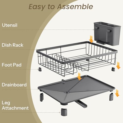 image for SNTD Dish Drying Rack - Small Dish Rack for Kitchen Counter, Stainless