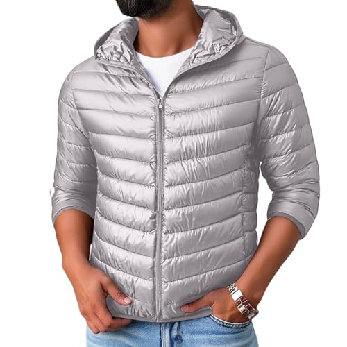 Genérico Ropa de Montaña Hombre Gabardina Invierno Plumifero Casual Chaquetas de Hibrida de Plumas Ultraligero de Nieve Abrigo Chaqueta de Invierno Hombre Gris Claro L