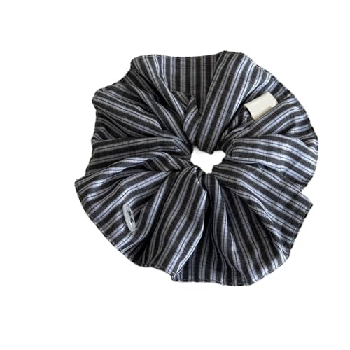 Scrunchie a rayas azul oscuro antienredos con elástico suave 1