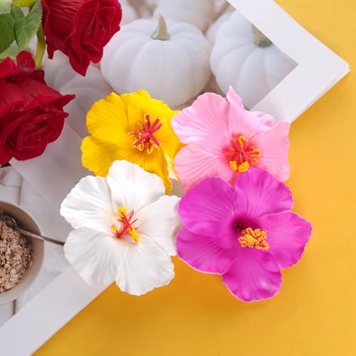 Pinzas de cabello flores hawaianas 4 piezas multicolor miniatura 7