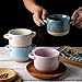 AmorArc 24 Ounces Soup Bowls with Large Handles and Lids, Stoneware Bowls Set of 2 for Soup, Cereal, Stew, Noodle, Colourful Ceramic Kitchen Bowls, Microwave&Dishwasher Safe, Grey&Beige