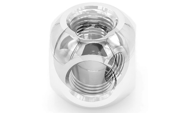 Image of Dracaena.io 2 Pack G1 /4 inch Thread, 4-Way Ball Fitting Extender or Connector for the Computer Water Cooling System, Durable Brass /Copper Material, Silver