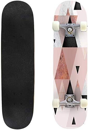 Copper Rose Gold Marble Outdoor Skateboard 31"x8" Pro Complete Skate Board Cruiser 8 Layers Double Kick Concave Deck Maple Longboards for Youths Sports