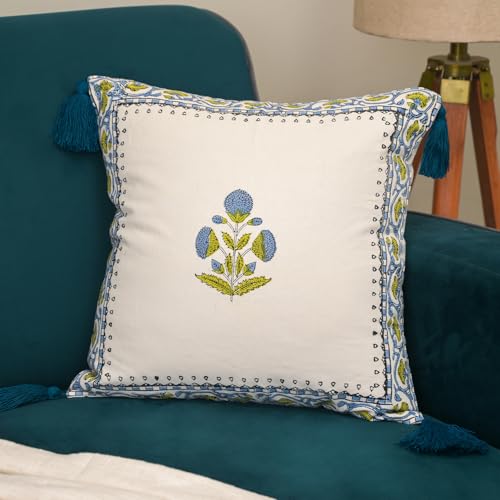 Image of Digital Print Cotton Canvas Throw Pillow Cover for Sofa | 18 X 18 Inch Decorative Pillow Cases for Home Decore | Boho Pillow Case for Living Room and Bed Room (Set of 1, 18 * 18)