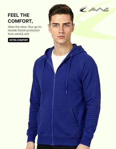 Image of AWG ALL WEATHER GEAR Hoodies for Men | Men's Solid Hooded Sweatshirt | Winter Wear | Pullover | Jackets for Men Stylish | Zipper Hooded Sweatshirt