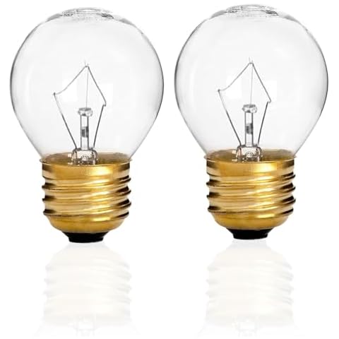 Jslinter 40 Watt Appliance Oven Light Bulb, High Temp, 120V Clear, 415 Lumens, E26/E27 Medium Brass Base, G45, 2-Pack Cover
