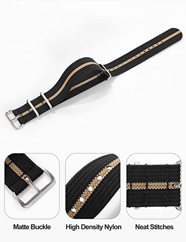TACTICAL FROG 18mm 20mm 22mm Watch band with Stainless Steel Buckle, Waterproof Nylon Watch Strap for Men & Women