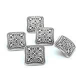 PULABO 20Pcs Ancient Silver Button Flower Pattern Square Metal Button 13X13mm Popular