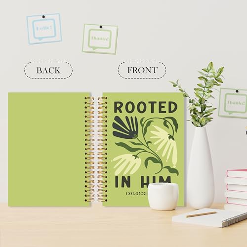 Carnet chrétien rétro vert floral pour écriture et étude biblique - 4