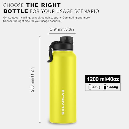 SOLARLAB Insulated Water Bottle 1.2 L Stainless Steel, Thermos Water Bottle, BPA Free, Perfect for Hot Drinks Cold, Outdoors - Image 4