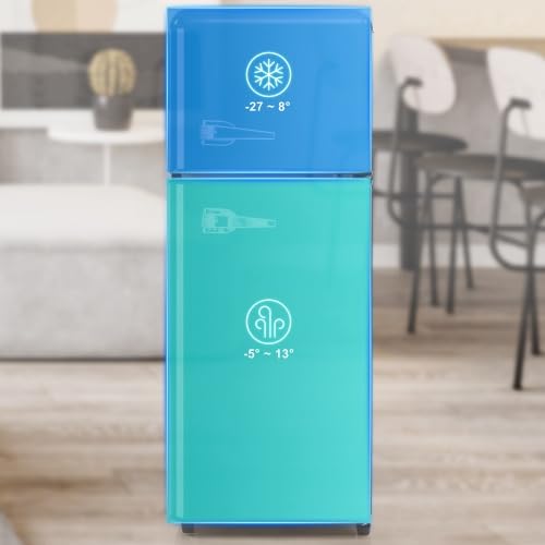 Réfrigérateur Rétro 92L, Frigo Congélateur 2 Portes, Petit Frigo Vintage pour Chambre Bureau Salon, Réfrigérateur Combiné avec Clayettes en Verre, 105,5 x 41 x 45,5 cm, Noir