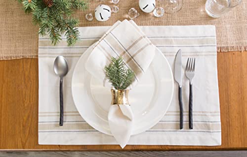 Dii French Stripe Tabletop Collection Farmhouse Style Dining Table Linen Napkin Set, 20X20, Taupe/White, 6 Piece #TOP5