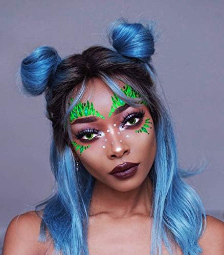 Face Gems Glow in the Dark 4 Pack (UK COMPANY) Halloween Face Stickers Set Festival Accessories Face Jewels