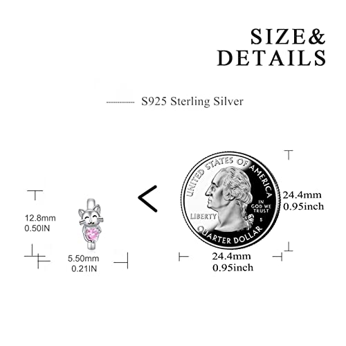Poplyke Cat Earrings For Girls 925 Sterling Silver Kids Hoop Earrings For Girls Small Hoop Earrings For Women Teen Girls Gifts Pink Earrings #TOP5