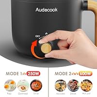 Audecook Elektrische Hot Pot, 1.5L Tragbare Mini Antihaft Multikocher, Schneller Ramen Kocher, Travel Electric Bratpfanne mit Duale Leistungssteuerung für Steak/Nudeln/Suppe/Ei/Hafer – Ansicht 5