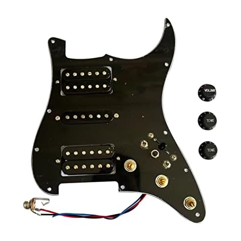 HSH Prewired ST Pickguard with Multi Switch Pickups Set,Electric Guitar Scratchplate Loaded Alnico V Single Coil Humbucker Pickup Cover