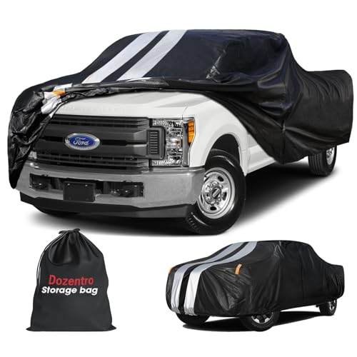 Image of Ford F250 Truck Cover Custom Fit 1999-2026 Super Cab /Extended Cab Short Bed(6.8'-8.2') with Door Zipper, 10 Layer Outdoor Heavy Pickup Truck Cover Waterproof All Weather, Wind Dust Sun Protector.