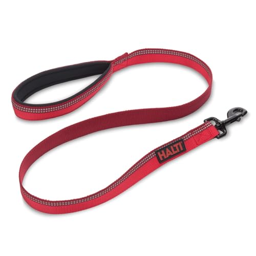 Guinzaglio per cani HALTI - tessuto 3M catarifrangente e impugnatura imbottita in neoprene. Comodo e facile da utilizzare. Ideale per cani di taglia media e grande, e per cuccioli (Taglia L, Rosso)