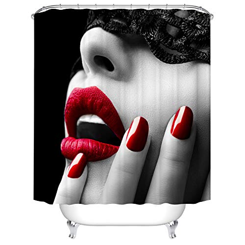 Dodou 72 X 72 Inch Lipstick Girl Bathroom Decor Shower Curtain Waterproof Fabric Polyester Set With Hooks #TOP7