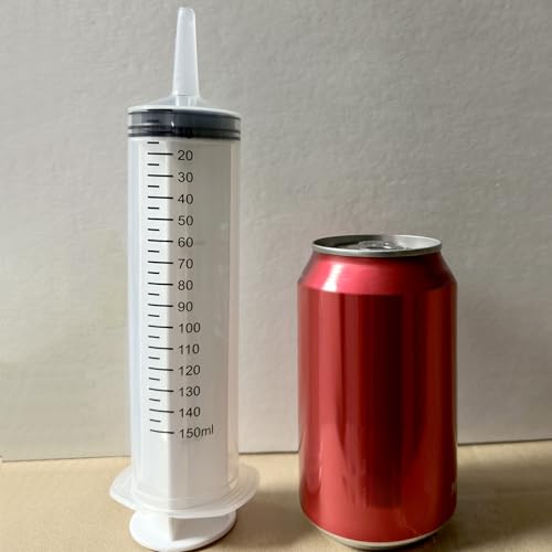 Image of 2 Pack Big Syringes (150 ML), Large Clear Plastic Garden Industrial Syringes for Scientific Labs, Measuring, Watering, Refilling, Filtration Multiple Uses