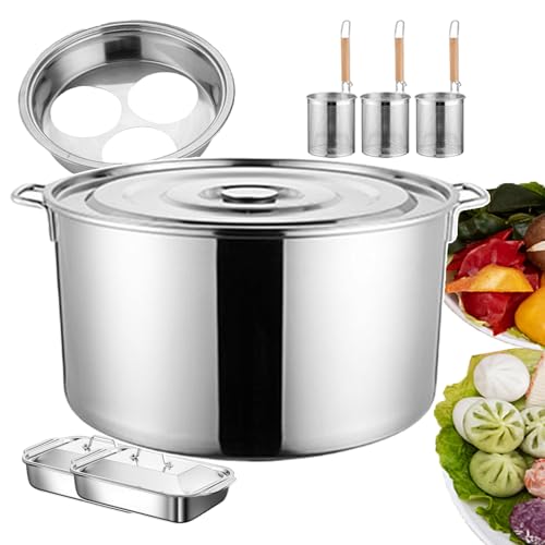 Juego de Olla Comercial para Espaguetis y Fideos, Olla de Acero Inoxidable con colador, Utensilios de Cocina multifunción para Puestos callejeros.