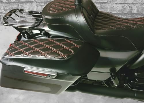 Cubiertas Premium para tapas de alforjas doble diamante 2014-2023 para Harley Davidson color rojo fuego miniatura 6