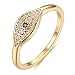 VACRONA Evil Eye Ring 14K Gold Plated Simulated Diamond Evil Eye Stackable Rings,Dainty Eternity Bands Ring for Women