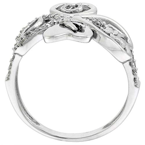 Sterling Silver Micropave Cz Four Hearts Clover Ring For Women With Lucky Charms Rhodium Finish 1/2 Inch Size 7 #TOP1