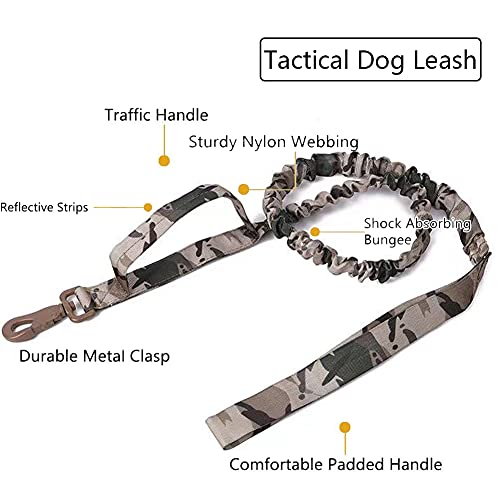 Image of Tactical Dog Collar and Leash Set Adjustable Military Nylon Dog Collar with Control Handle and Heavy Duty Metal Buckle for Large Dogs(Camo XL