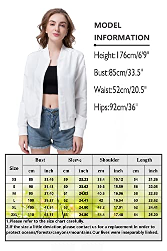 Hujoin Womens Casual Full Zipped Bomber Jacket Lightweight Windbreaker Coat Long Sleeve Jackets With Pockets #TOP6