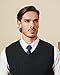 Kallspin Men’s Cable Knit Sweater Vest Pure Cotton V-Neck Sleeveless Knitted Pullover for Fall Winter(Charcoal, M)